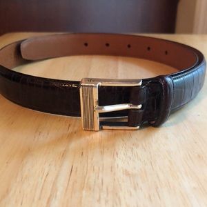Lauren Ralph Lauren Expresso Brown Croc Embossed Italian Leather Belt size M